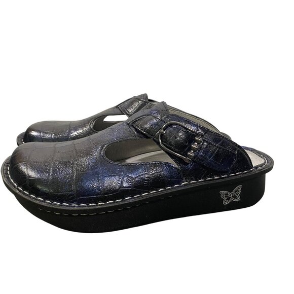 Alegria Classic Croco shoe mules blue women’s size 36 comfort shoe slip on - Picture 1 of 11